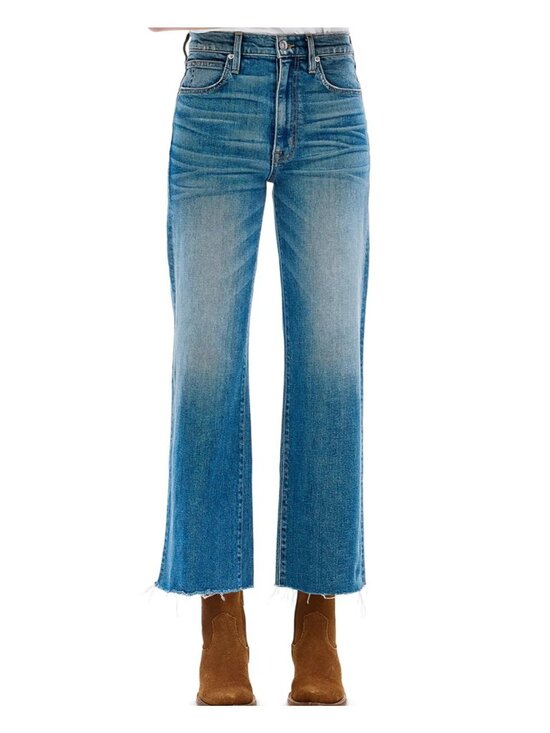 SLVRLAKE Denim - SLVRLAKE 28 Grace Crop Wide Leg Raw Hem Jeans in Blue bird 28 x 26